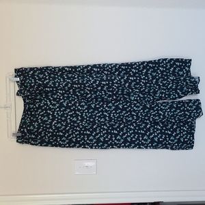 NWT J Jill Navy Blue Ditsy Floral Wide Leg Split Pants Size Large